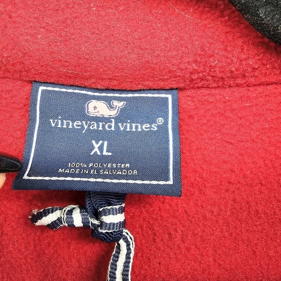 Vineyard Vines fleece unisex red and navy youth 1/4 snap pullover size XL - Picture 5 of 8